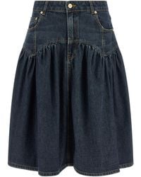 Ganni - Slub Denim Skirt - Lyst