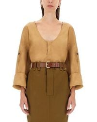 Saint Laurent - Blusa Henley - Lyst