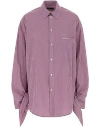 Balenciaga - Oversized Striped Cotton Shirt With Knotted Cuffs - Lyst
