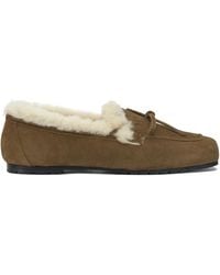 Aeyde - Tobacco Suede Shearling Loafers - Lyst