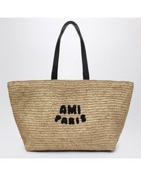 Ami Paris - Raffia Tote Bag With Logo - Lyst