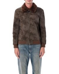 S.W.O.R.D - Eco-Leather Biker Jacket With Shearling Collar - Lyst