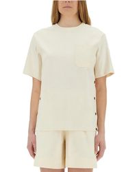 Moncler - T-Shirt With Side Buttons - Lyst