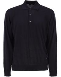 Alpha Studio - Extrafine Merino Wool Knitted Polo Shirt - Lyst