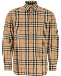Burberry - Check Motif Cotton Shirt - Lyst