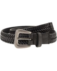 Brunello Cucinelli - Braided Stretch Leather Belt With Eco Finish Brass Buckle - Lyst