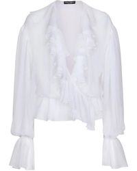 Dolce & Gabbana - Dolce & Gabbana Chiffon Blouse With Ruffles - Lyst