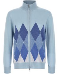 Ballantyne - 'Classic Diamond' Intarsia Zip Cardigan - Lyst