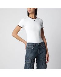 Courreges - Courrèges/ Cotton T-Shirt With Contrast Crew Neck - Lyst