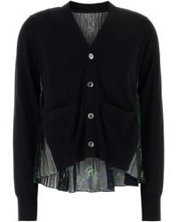 Sacai - Cotton And Organa Cardigan - Lyst
