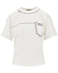 Emporio Armani - Embroidered Interlock Jersey T-Shirt - Lyst