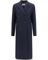 Prada - Shetland Wool Double Breasted Coat - Lyst