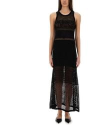 Moschino - Open-Knit Maxi Dress With Signature Logo - Lyst