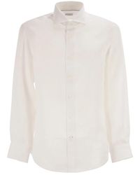 Brunello Cucinelli - Easy Fit Linen Shirt With French Collar - Lyst