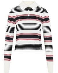 Celine - Striped Polo Sweater - Lyst