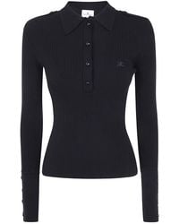 Courreges - Courregès Rib Knit Ls Polo Sweater - Lyst