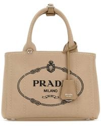 Prada - Beige Canvas Small Jardinière Handbag - Lyst