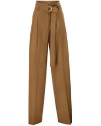 Max Mara - Maxmara Studio Mstserio – Wide-Leg Pure Wool Trousers With Belt - Lyst