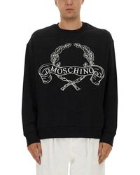 Moschino - Sweatshirt With Laurel Crown Logo Embroidery - Lyst