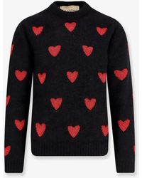 Valentino - Wool And Mohair Sweater With Lurex Hearts - Lyst