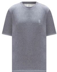 Brunello Cucinelli - Cotton Crew-Neck T-Shirt Featuring A Minimalist Printed Chest Logo - Lyst