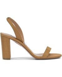 Aquazzura - So Nude Block 85Mm Viscose Leather Sandals - Lyst