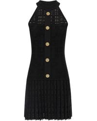 Balmain - Tartan Knit Dress - Lyst