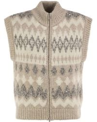 Peserico - Jacquard Knitted Gilet - Lyst