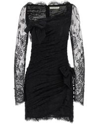 Alessandra Rich - Draped Lace Mini Dress With Plunging Neckline - Lyst