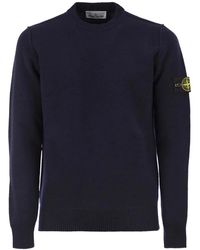 Stone Island - Crew-Neck Jumper With Reverse Stitch Details - Lyst
