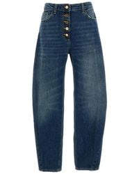 Elisabetta Franchi - Cotton Faded Button-Fly Jeans - Lyst