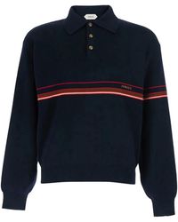Versace - Stripe-Detail Long-Sleeve Polo Shirt - Lyst