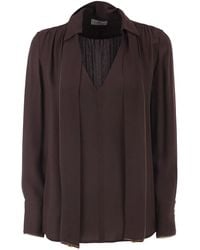 Elisabetta Franchi - Viscose Georgette Shirt With Sash - Lyst