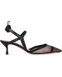 Fendi - Logo Slingback Stiletto Pumps - Lyst