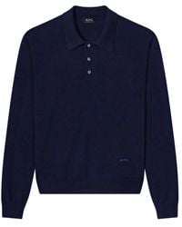 A.P.C. - Virgin Wool T-Shirt Polo - Lyst