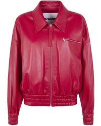 Jil Sander - Classic Bomber Leather Jacket - Lyst