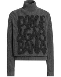 Dolce & Gabbana - Virgin Wool Embroidered Rollneck Sweater - Lyst