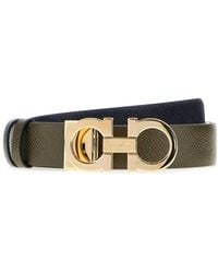 Ferragamo - Salvatore Army Leather Reversibile Belt - Lyst