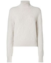 Fendi - High-Neck Wool And Cashmere Jumper With Ff Polka Dot Embroidery Clothing - Lyst