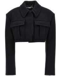 Stella McCartney - Cropped Wool Jacket With Button Closure - Lyst