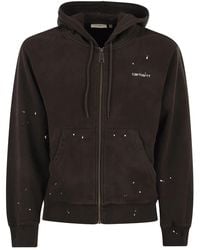 Carhartt - Zip-Up Hooded Sweatshirt With Paint Effect Print - Lyst