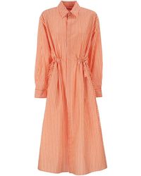 Polo Ralph Lauren - Striped Linen Cotton Shirt Dress With Drawstring - Lyst