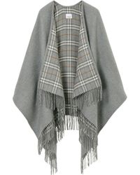 Burberry - Check Wool Cape - Lyst