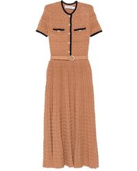 Self-Portrait - Belted Crochet-Knit Midi Dress - Lyst