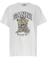 Ganni - Leopard T-Shirt - Lyst