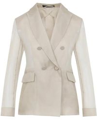 Max Mara - Sand Silk Slogan Organza Jacket - Lyst