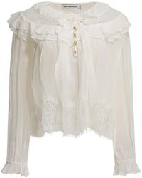 Self-Portrait - Georgette Lace Blouse - Lyst