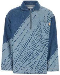 Loewe - Printed Denim Polo Shirt - Lyst