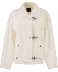 Fay - Cropped Technical Cotton Jacket With Signature Hook Fastening - Lyst