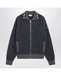 Versace - Dark Wool Zip-Up Cardigan - Lyst